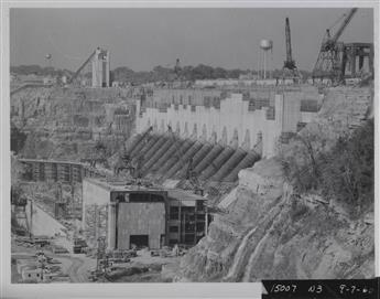 (NIAGARA FALLS--ENERGY) Pair of albums with approximately 178 photographs of the construction of the Robert Moses Niagara Power Plant.